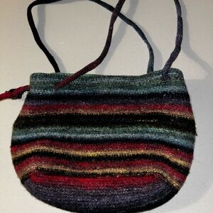 Handwoven Multicolor Striped Wool Shoulder Bag